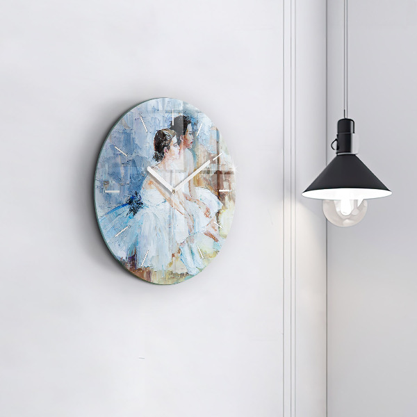 Round glass clock Young ballerinas