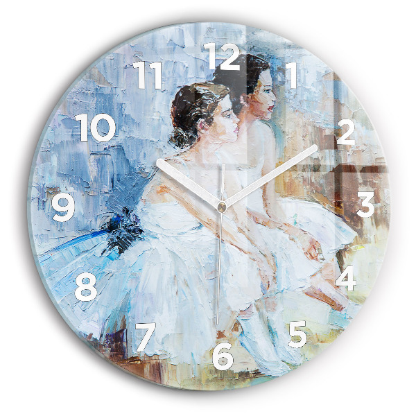 Round glass clock Young ballerinas