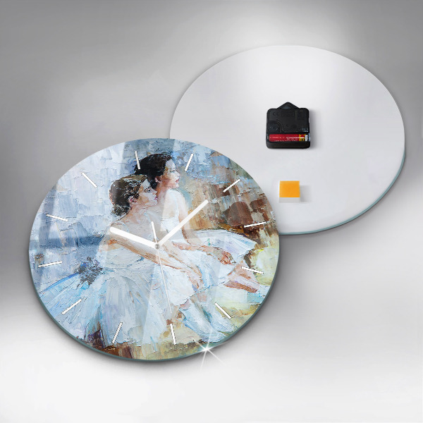 Round glass clock Young ballerinas