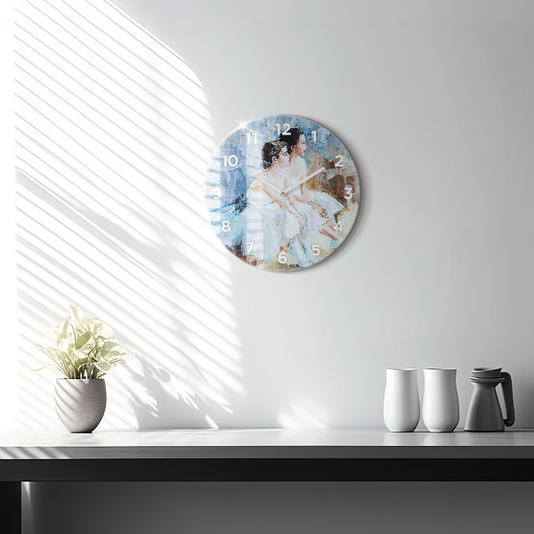 Round glass clock Young ballerinas