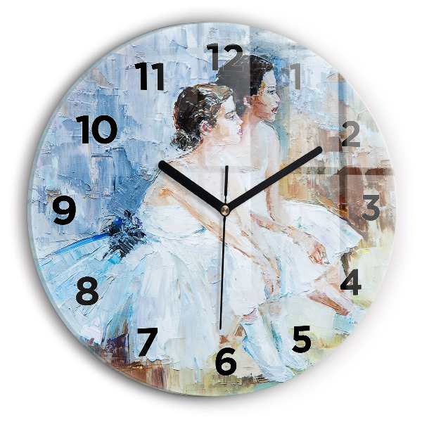 Round glass clock Young ballerinas