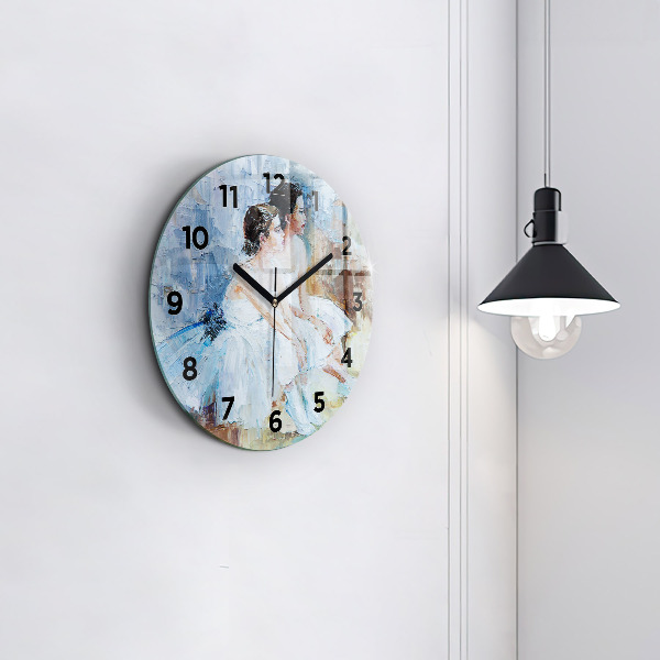Round glass clock Young ballerinas
