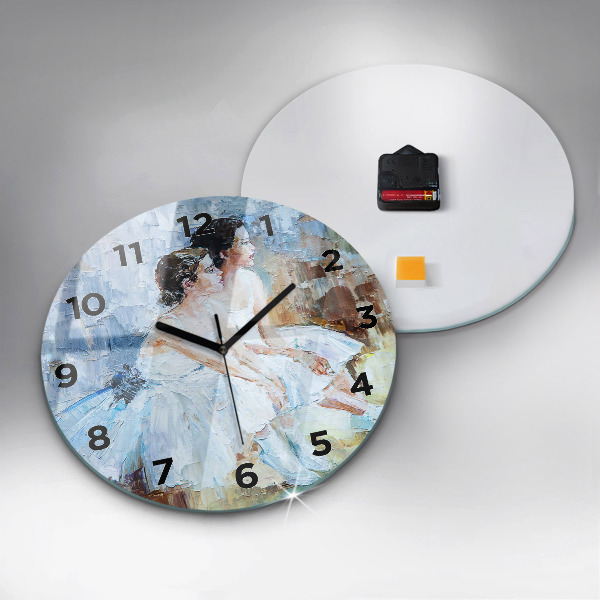 Round glass clock Young ballerinas