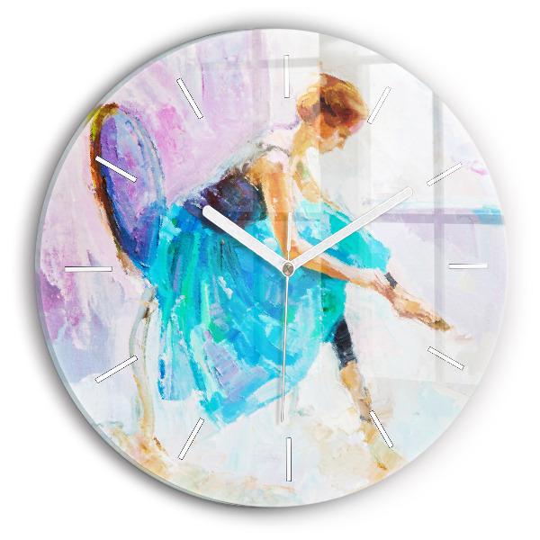 Round glass clock Preparing the ballerina