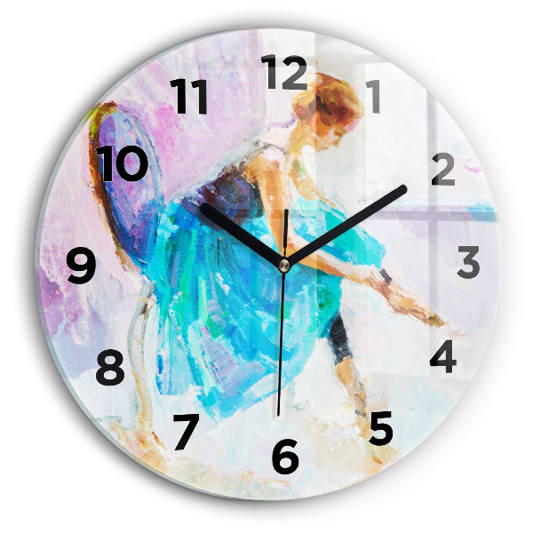 Round glass clock Preparing the ballerina