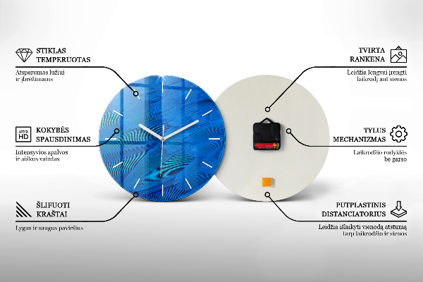 Round glass clock Fishing village