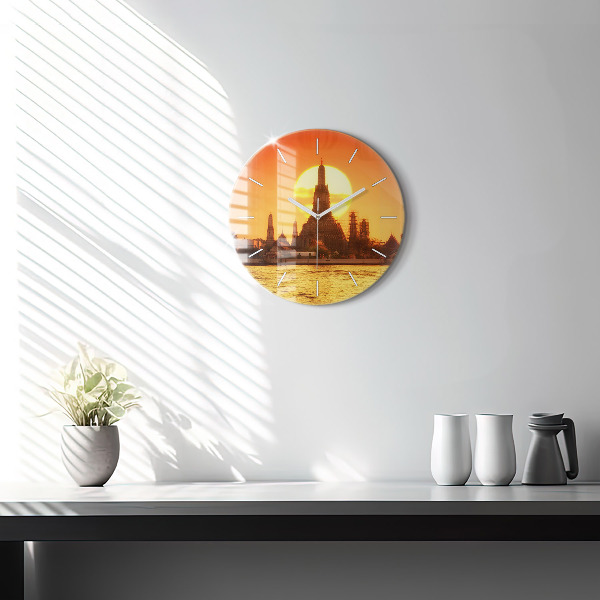 Round glass clock Wat arun bangkok thailand