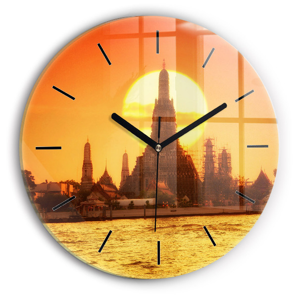 Round glass clock Wat arun bangkok thailand