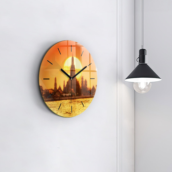 Round glass clock Wat arun bangkok thailand