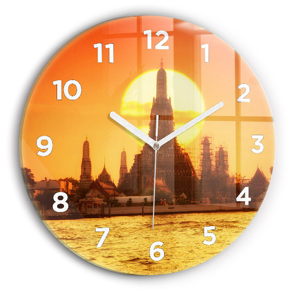 Round glass clock Wat arun bangkok thailand
