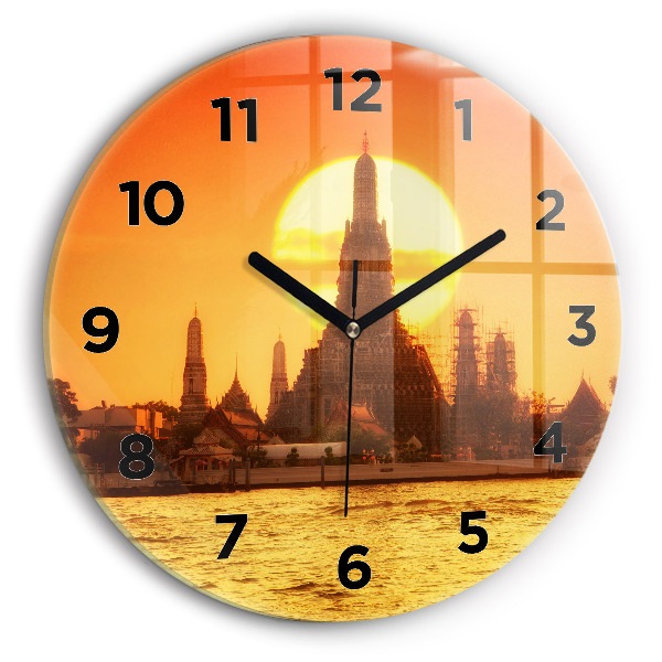 Round glass clock Wat arun bangkok thailand
