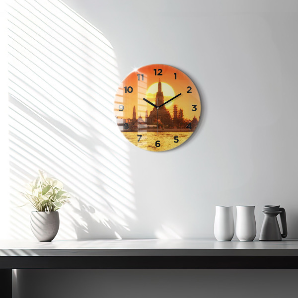 Round glass clock Wat arun bangkok thailand