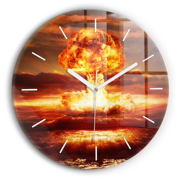 Round glass clock Atomic bomb explosion