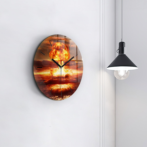 Round glass clock Atomic bomb explosion