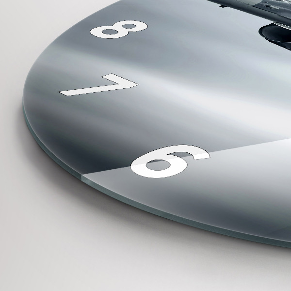 Round glass clock Military aircraft