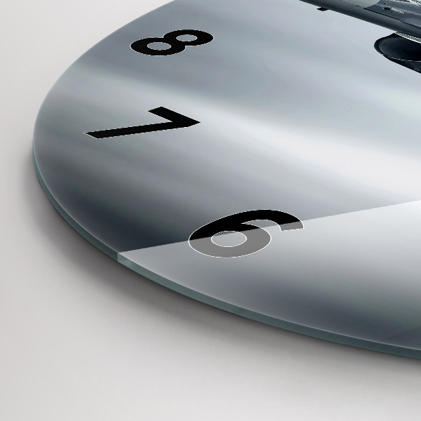 Round glass clock Military aircraft