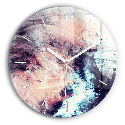 Round glass clock Abstract painting