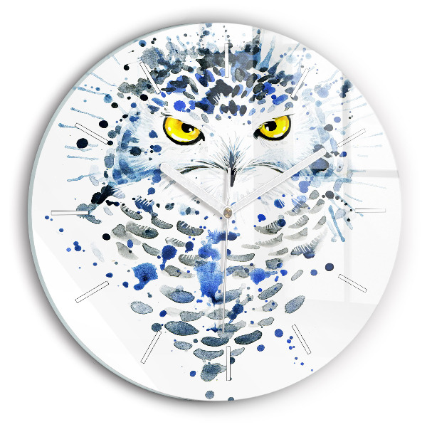 Round glass clock Owl look