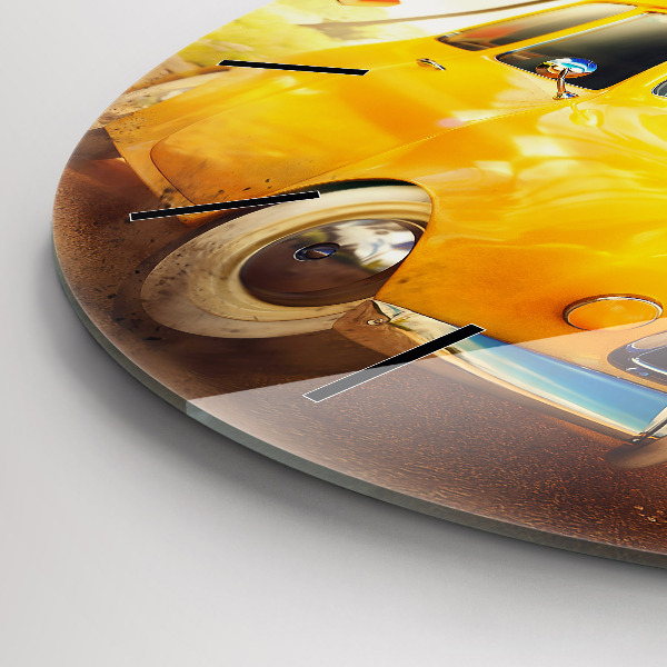 Round glass clock Car with surfboard