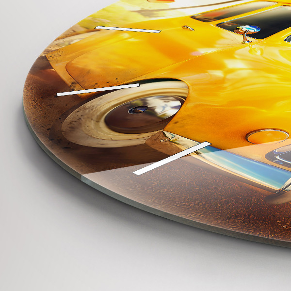 Round glass clock Car with surfboard