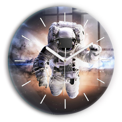 Round glass clock Astronaut in space