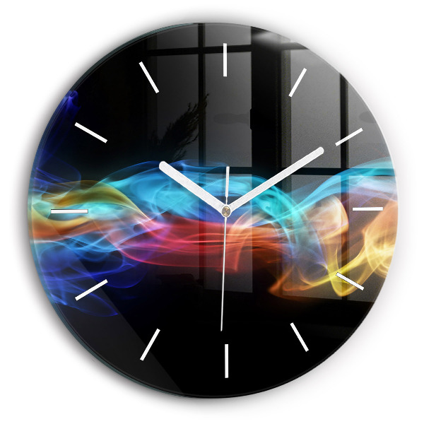 Round glass clock Abstract colorful lines