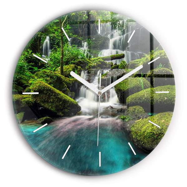 Round glass clock Waterfall Thailand