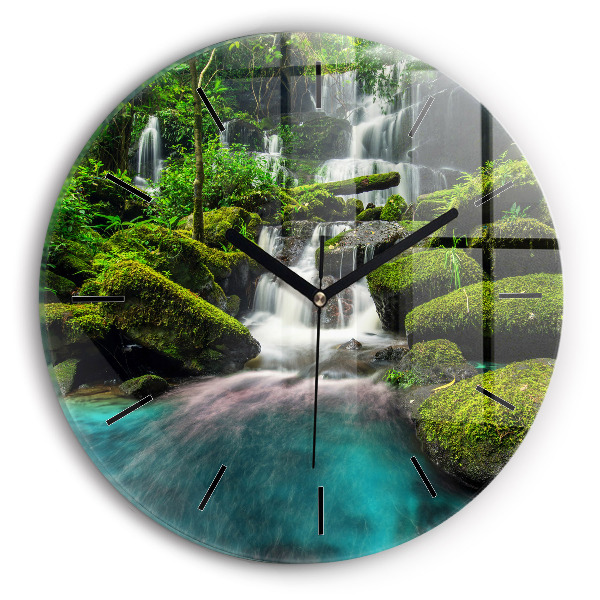 Round glass clock Waterfall Thailand