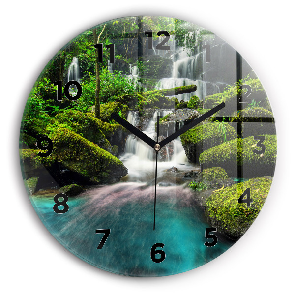 Round glass clock Waterfall Thailand