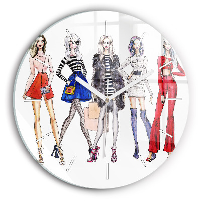 Round glass clock Fashionable girls