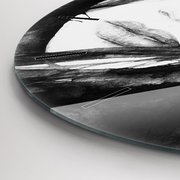 Round glass clock Portrait of a woman
