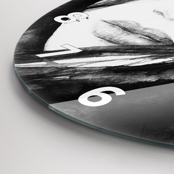 Round glass clock Portrait of a woman