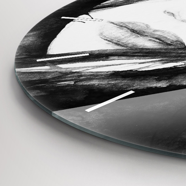 Round glass clock Portrait of a woman