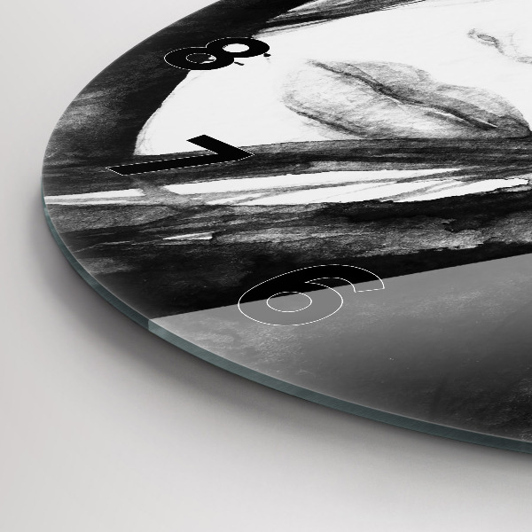 Round glass clock Portrait of a woman