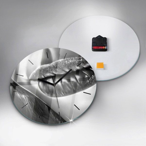 Round glass clock 'Woman''s lips'