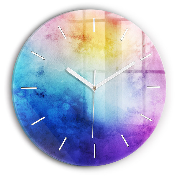 Round glass clock Colored Spots