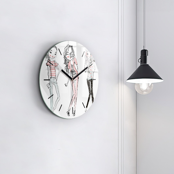 Round glass clock 'Women''s fashion'