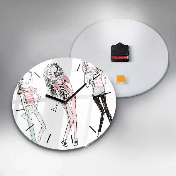 Round glass clock 'Women''s fashion'