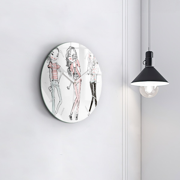 Round glass clock 'Women''s fashion'