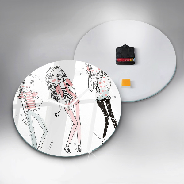 Round glass clock 'Women''s fashion'