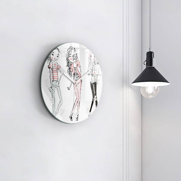 Round glass clock 'Women''s fashion'