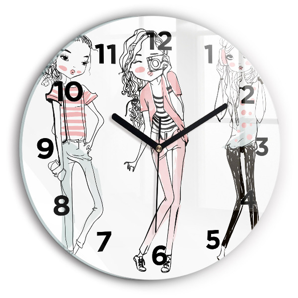 Round glass clock 'Women''s fashion'