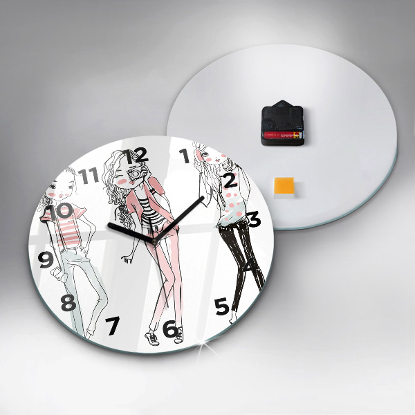 Round glass clock 'Women''s fashion'
