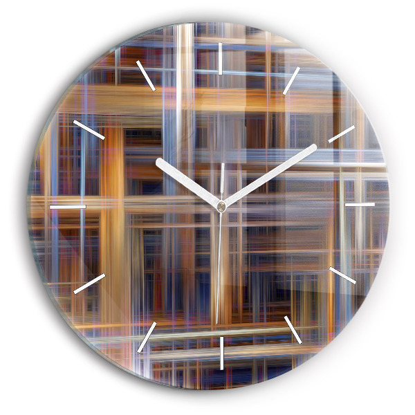 Round glass clock Abstract geometry