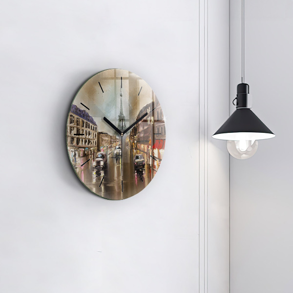 Round glass clock Architecture of the city of Paris