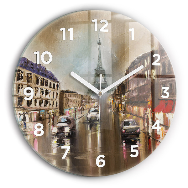 Round glass clock Architecture of the city of Paris