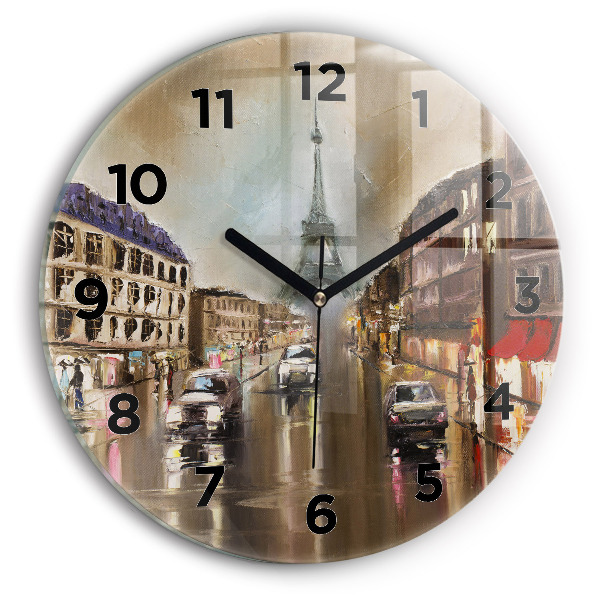 Round glass clock Architecture of the city of Paris