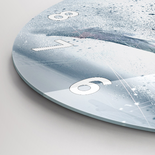 Round glass clock Running man