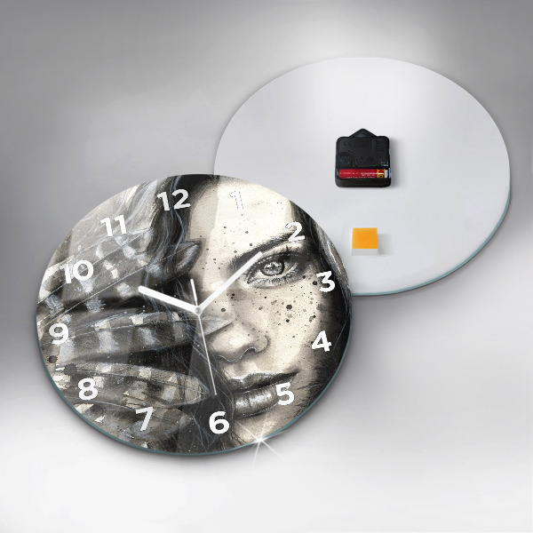 Round glass clock Painted portrait