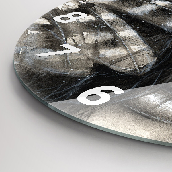 Round glass clock Painted portrait